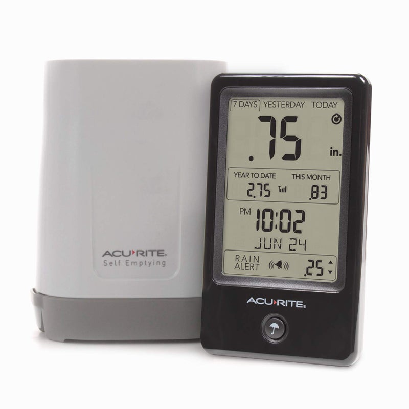 AcuRite 02446M Wireless Rain Gauge with Indoor Digital Display  Black - Image 1